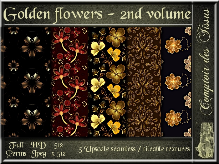 Golden flowers - 2nd volume - 5 FULL PERMS Textures
