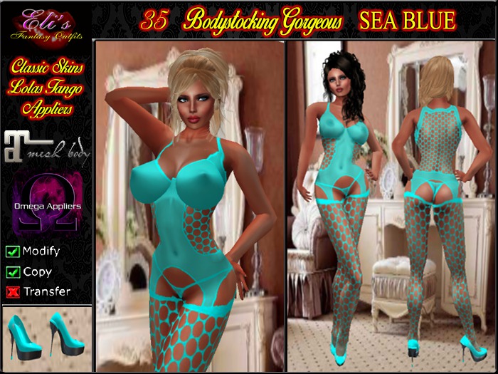 35 Bodystocking Gorgeous Sea Blue
