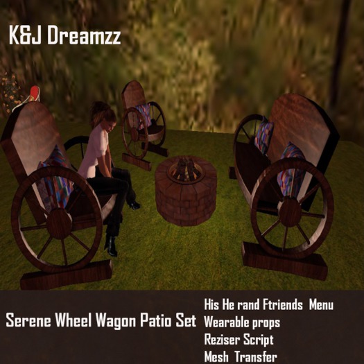 K&J Serene Wheel Wagon Patio Set