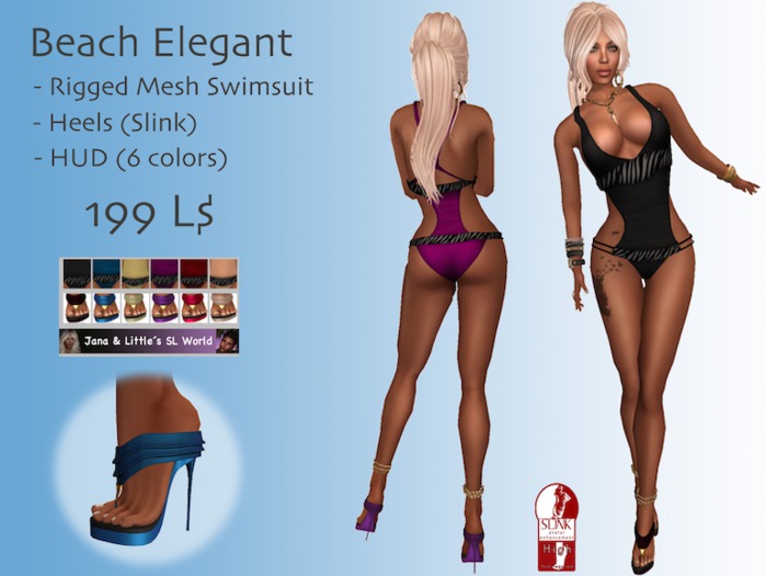 Beach Elegant Swimsuit with HUD (rigged Mesh)
