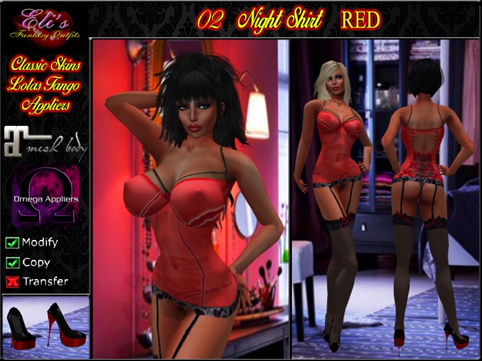 02 Night Shirt Red - Eli's