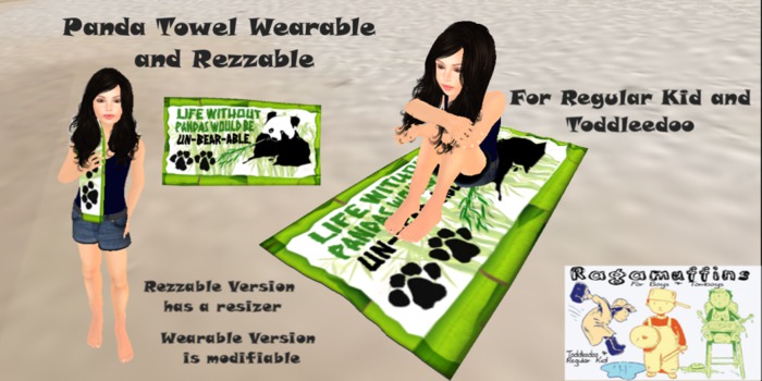 Panda Wearable and Rezzable Towel