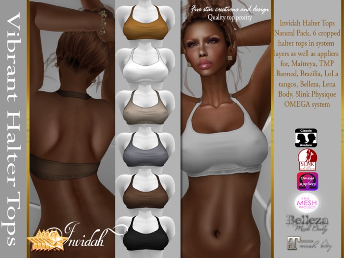 Invidah* Cropped Halter Top NATURAL PACK