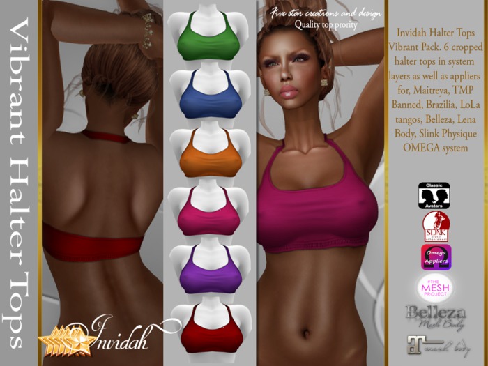 Invidah* Cropped Halter Top VIBRANT PACK