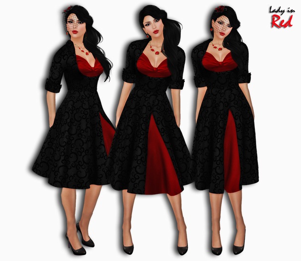 Lady in Red - Ida v1 (red) - Retro dress