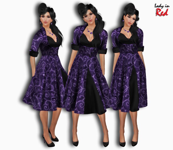 Lady in Red - Ida v2 (purple) - Retro dress