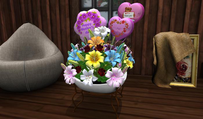 CJ Happy Mother Day - Old Bowl full colorful Lily + Roses - mody + transfer
