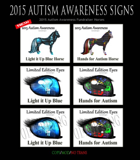 2015 AUTISM AWARENESS HORSE & EYE SIGNS