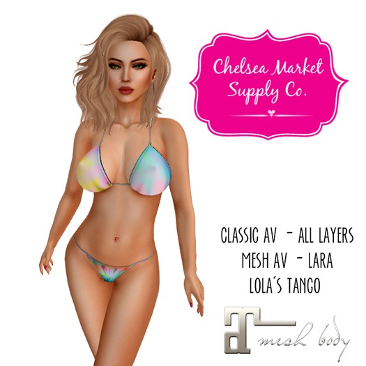 CMSCO String Bikini with Appliers - Neon Sherbert