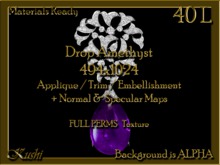 Drop Amethyst 494x1024 Applique / Embellishment / Trim with Alpha Full Perms Materials Ready