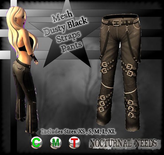 Dusty Black Straps Pants