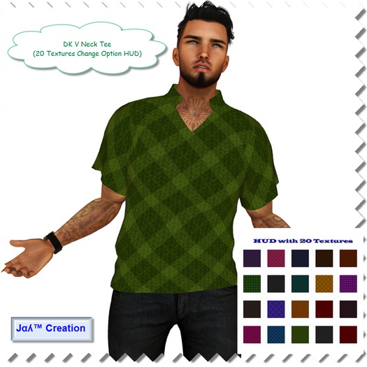 DK V Neck Tee (20 Textures Change Option HUD)