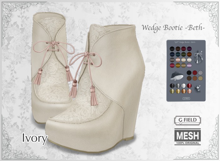 *GF* Wedge Bootie "Beth" -ivory- BOX