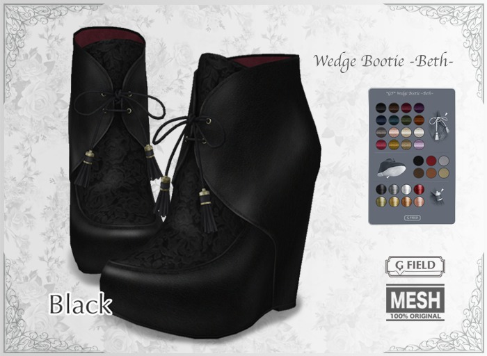 *GF* Wedge Bootie "Beth" -black- BOX