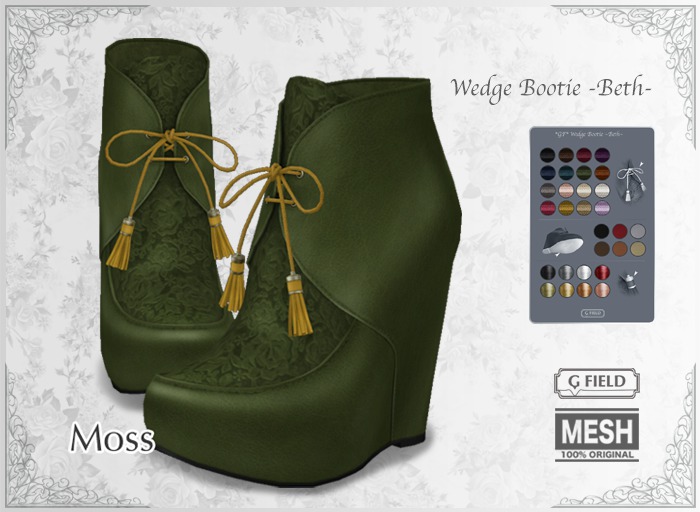 *GF* Wedge Bootie "Beth" -moss- BOX
