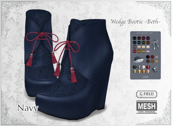 *GF* Wedge Bootie "Beth" -navy- BOX