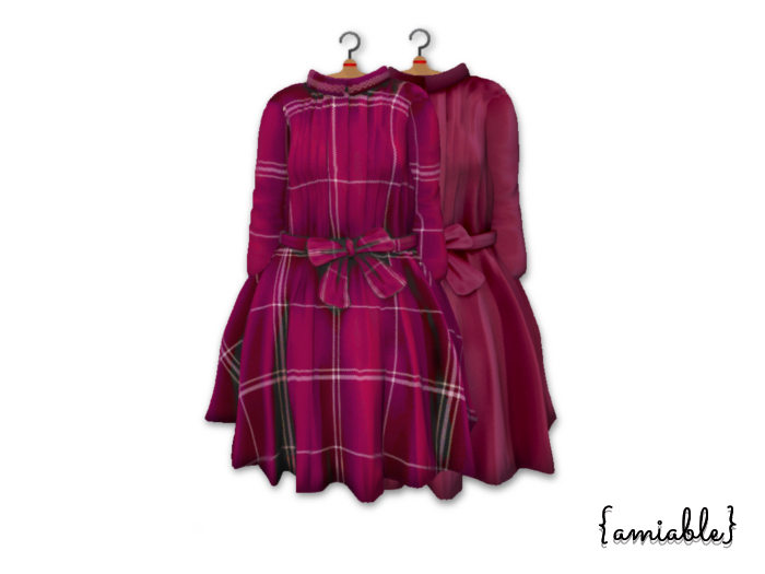 {amiable}Mesh Bow Check Flared One-piece_PK