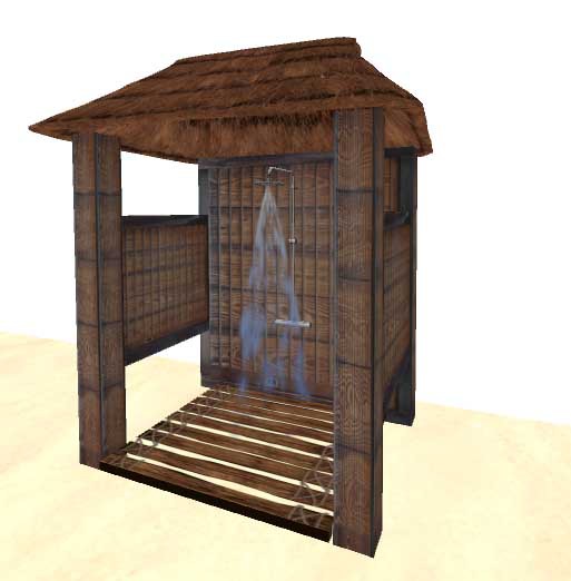 Asian Tiki Style Outdoor Beach Shower w animations & sounds