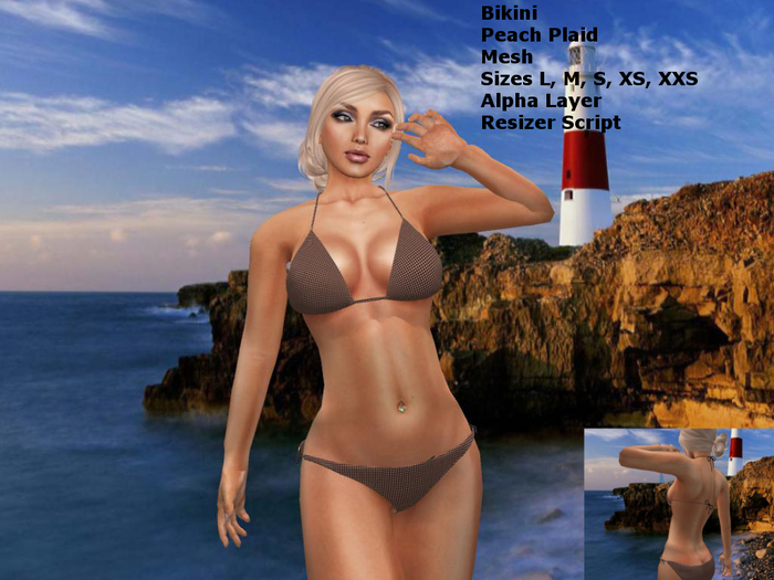 Bikini Peach Plaid