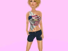 Gold Satin USA Drape Shirt