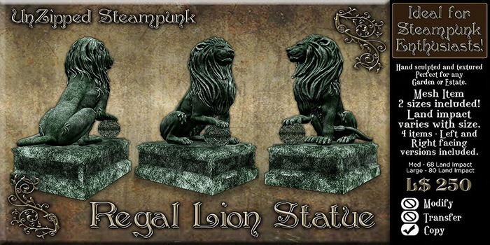 .:UnZipped -Regal Lion Statue