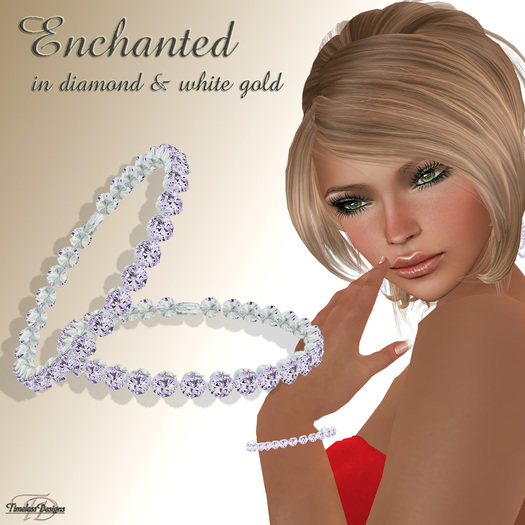 *TD* Enchanted White Gold/Diamonds Bracelet Set  BOXED