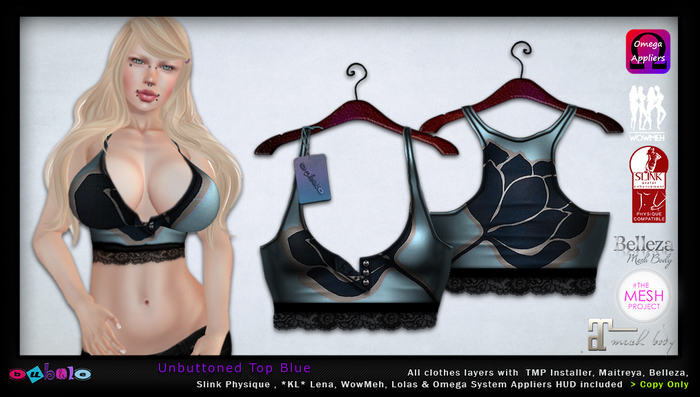 [ bubble ] Unbuttoned Top Blue