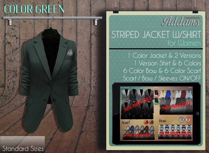 Addams // Striped Suit Jacket with Shirt for Women // Green