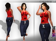 Black Pants and Red Top