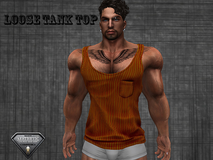 Loose Tank Top Orange Stripes
