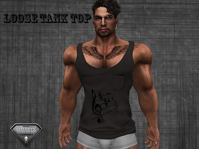 Loose Tank Top Grey Notes