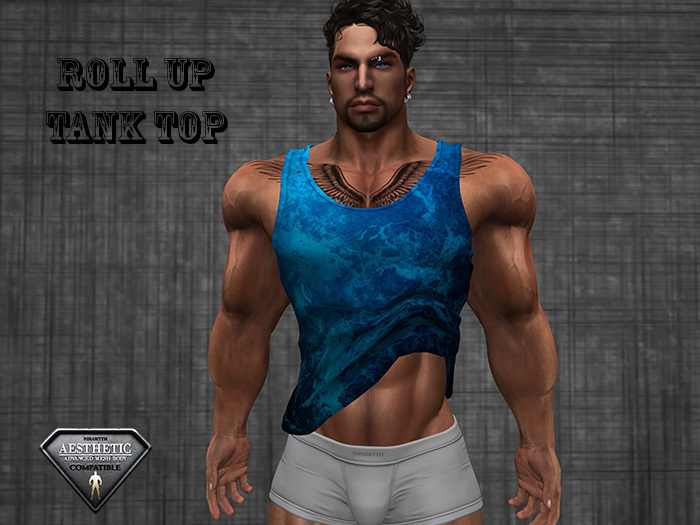 Roll up Tank Top Liquid Blue