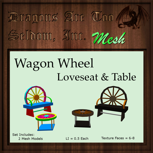 DATSI Mesh - Wagon Wheel Loveseat & Table Set 