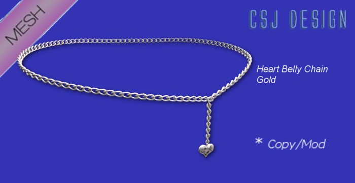 CSJ Heart Belly Chain BP Silver
