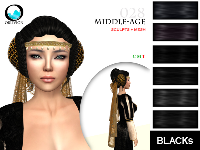 [ Oblivion ] Middle-age 028 Blacks - Medieval Hairstyle