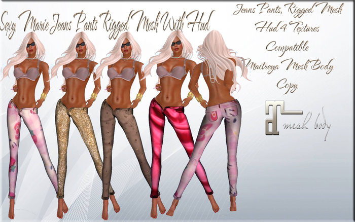 LSR - Sexy Marie Jeans Pants Rigged Mesh With Hud