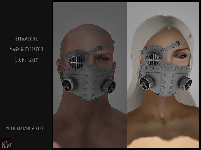 ! [NW] Steampunk mask & eyepatch light grey