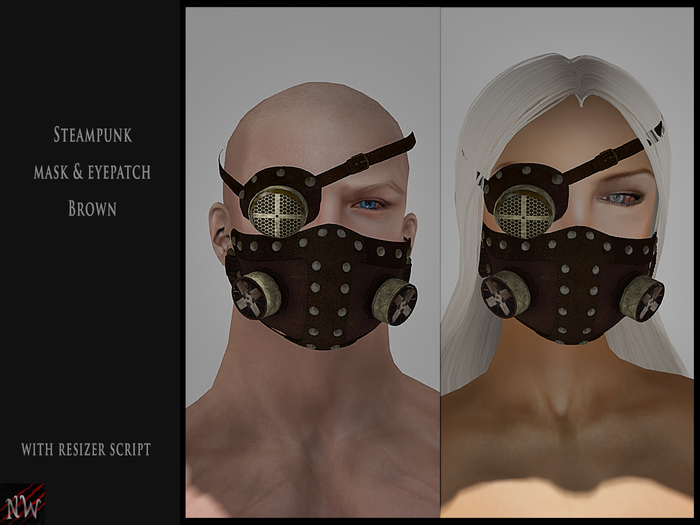 ! [NW] Steampunk mask & eyepatch brown