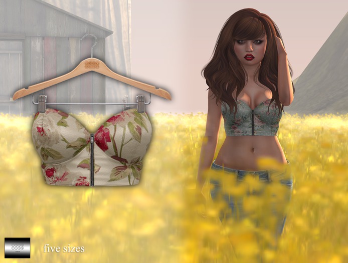 Draper Bustier 'floral white' (mesh) - even.flow