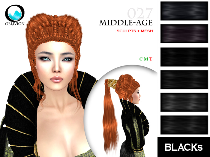 [ Oblivion ] Middle-age 027 Blacks - Medieval Hairstyle