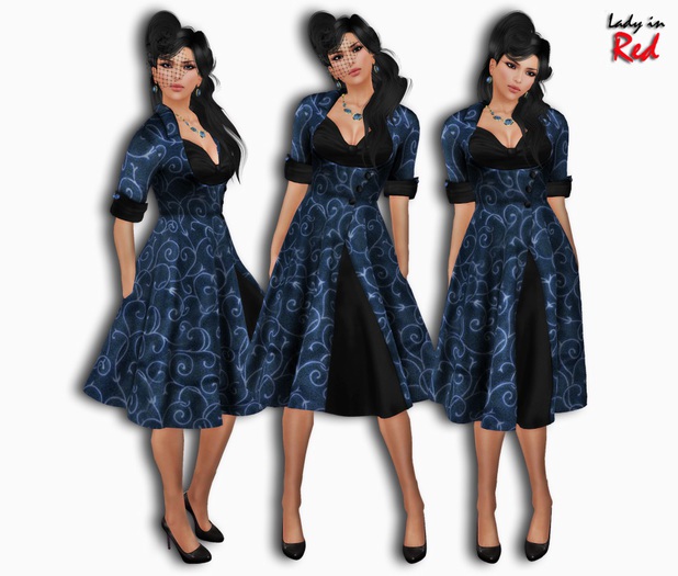 Lady in Red - Ida v2 (blue) - Retro dress