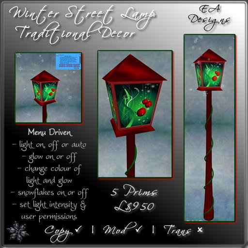 [EA] Winter (Christmas) Street Lamp - Traditional Decor c BOX