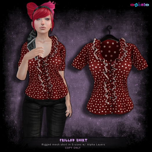 [ bubble ] Frilled Shirt - Red Dots