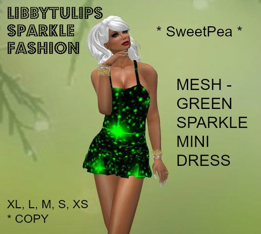 * SweetPea * Green Sparkle Mini Dress - Mesh