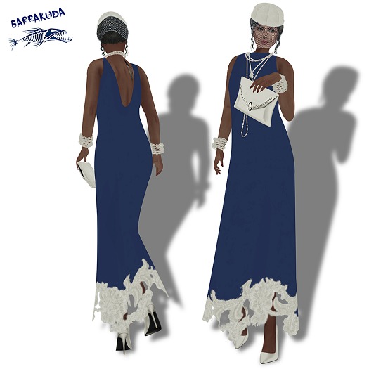 Drape Back Long Dress V5