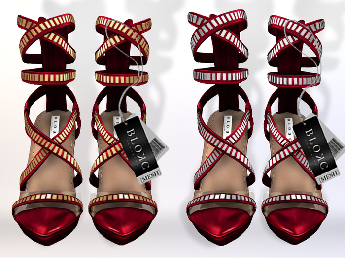 BLOKC Strappy Studded Heels - Red