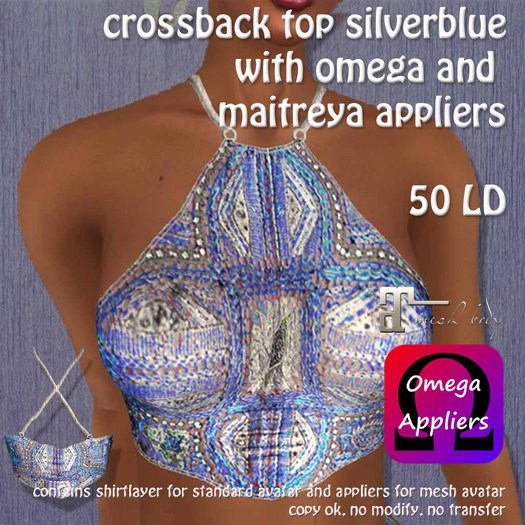 shirt and appliers crossback silverblue 