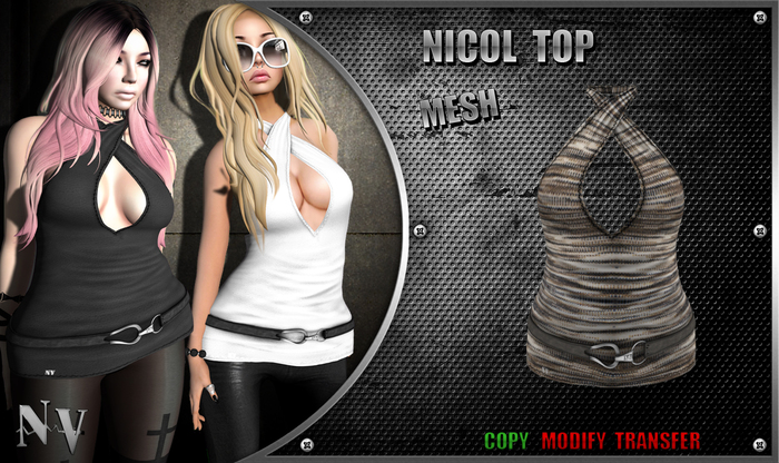 [NV] Nicol Top -Pattern Brown-
