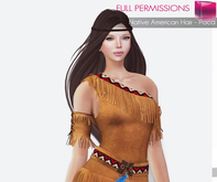 Full Perm Poca Native American Long Hair w Feather Hairpiece - Rigged and Non-rigged - All Heads And Bodies - 3 Colors