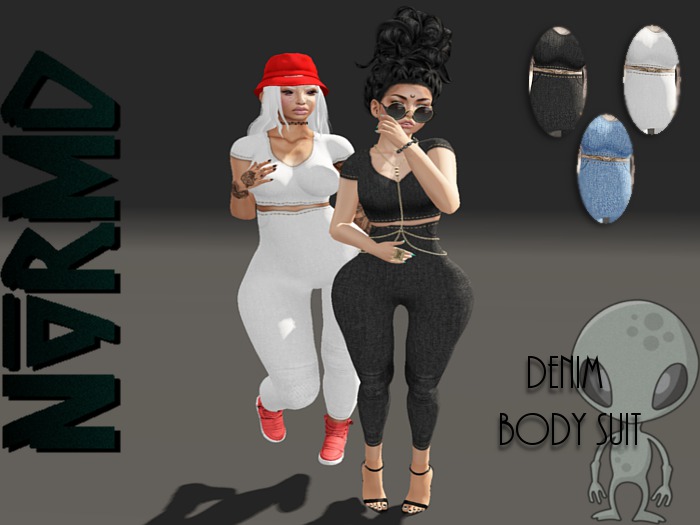 NVRMD. Denim Body Suit - Blue